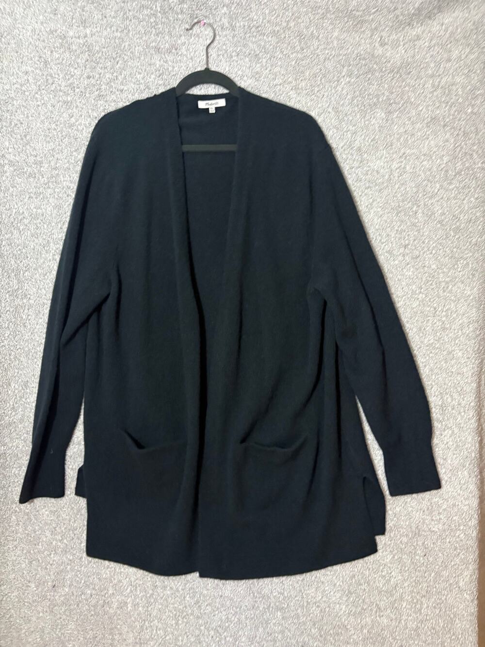 Madewell Kent XXL Black Merino Alpaca Long Cardigan Pockets